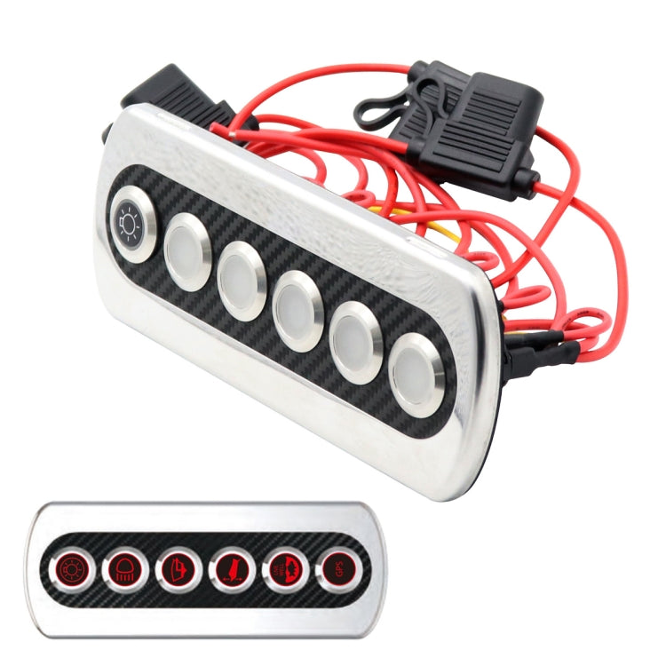 Yacht / RV Modified 6-position Button 12V 20A IP66 Carbon Fiber Panel Switch
