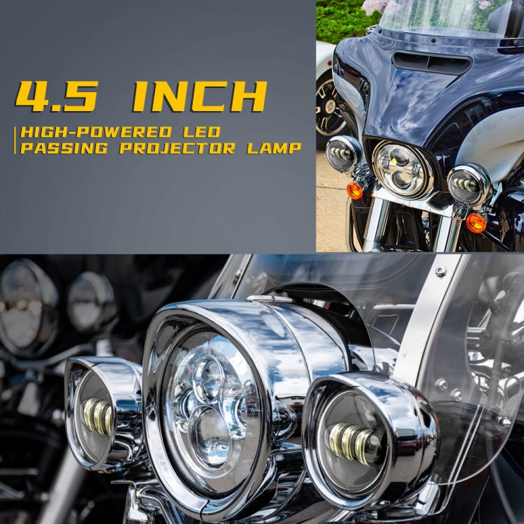 2 PCS DC9-30V 30W 3000K/6000K 3000LM 4.5 inch 3LEDs Motorcycle LED Headlight, Black