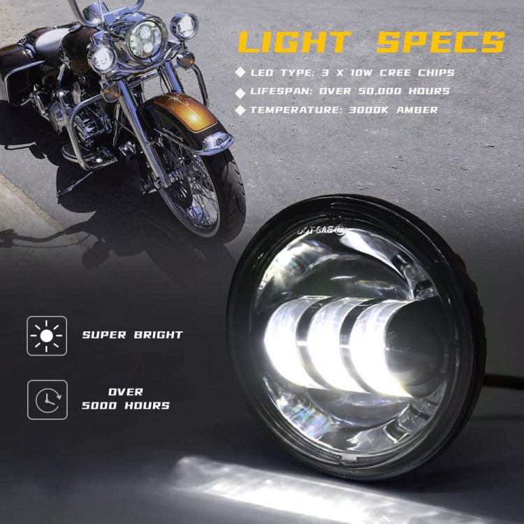 2 PCS DC9-30V 30W 3000K/6000K 3000LM 4.5 inch 3LEDs Motorcycle LED Headlight, Silver