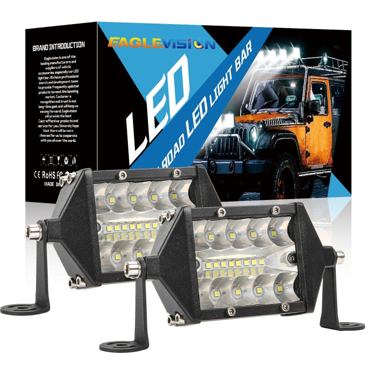 E6 2 PCS DC9-30V / 60W / IP67 / 6000K Car 5 inch 3-row LED Work Light Headlight