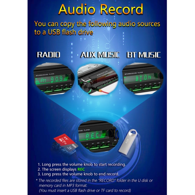 SWM503 Car Radio Receiver MP3 Player with Remote Control, Support FM & Bluetooth & USB & AUX & TF Card