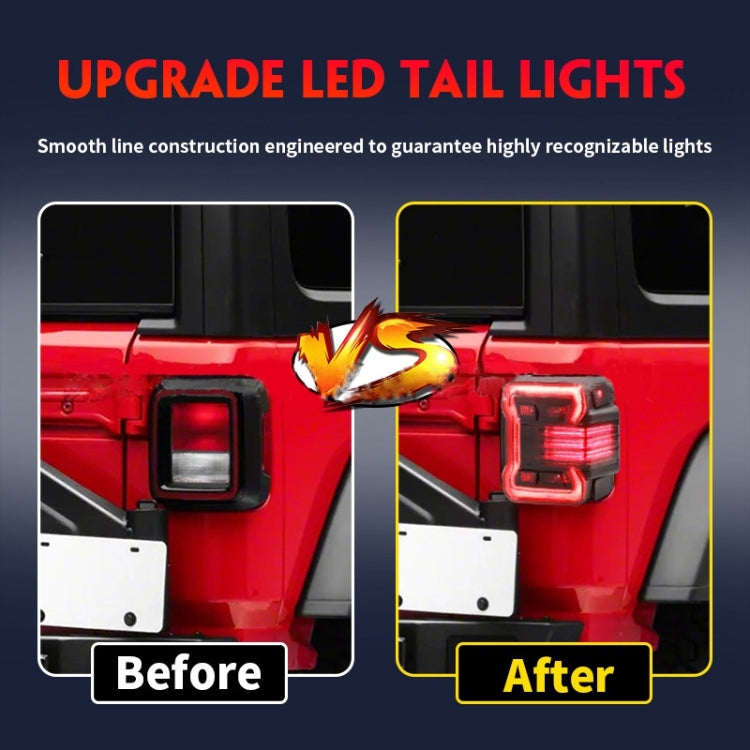 OL-20JLT01 1 Pair Car Modified Tail Light with Reversing / Brake / Day Running / Turn Signal Light Function for Jeep Wrangler JL 2008-, US Version