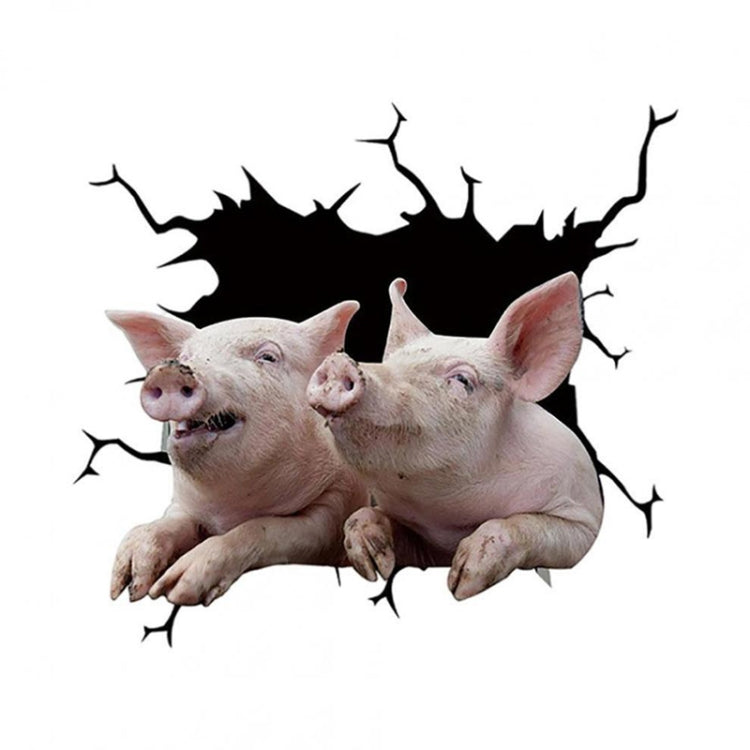 6 in 1 Creative Broken 3D Pig Car Stickers