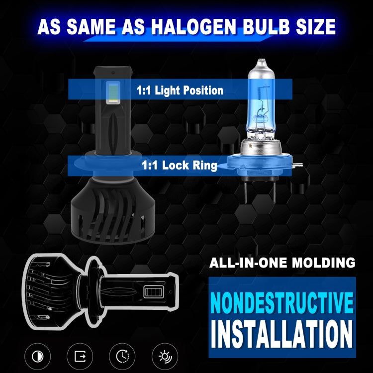 A1 2 PCS H7 DC9-23V / 24W / 6000K / 8000LM IP67 Waterproof Car LED Headlight