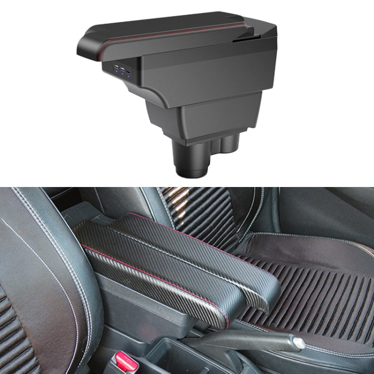 Car Center Armrest Box Side Slip Carbon Fiber Leather Type for Renault Duster 2019