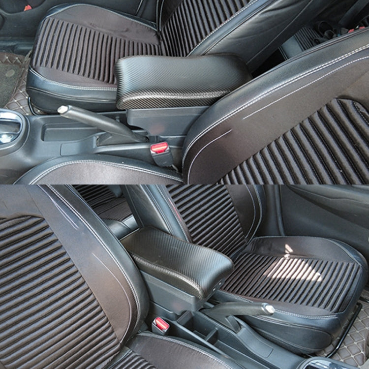 Car Center Armrest Box Curved Double Layer 7USB Carbon Fiber Leather Type for Renault Duster 2019