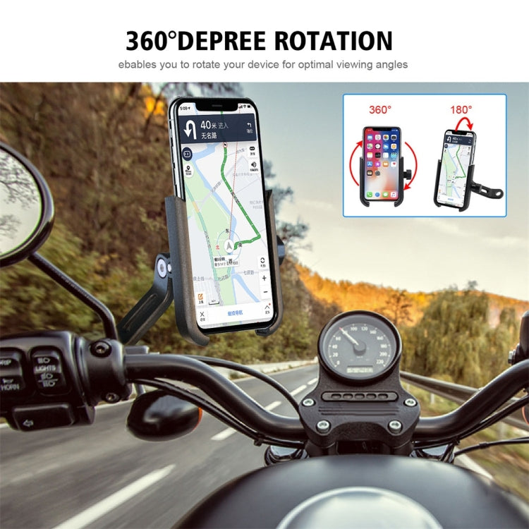 Motorcycle Rotatable Aluminium Alloy Mobile Phone Holder Bracket, Rearview Mirror Version