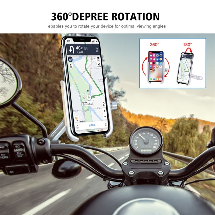 Motorcycle Rotatable Aluminium Alloy Mobile Phone Holder Bracket, Rearview Mirror Version
