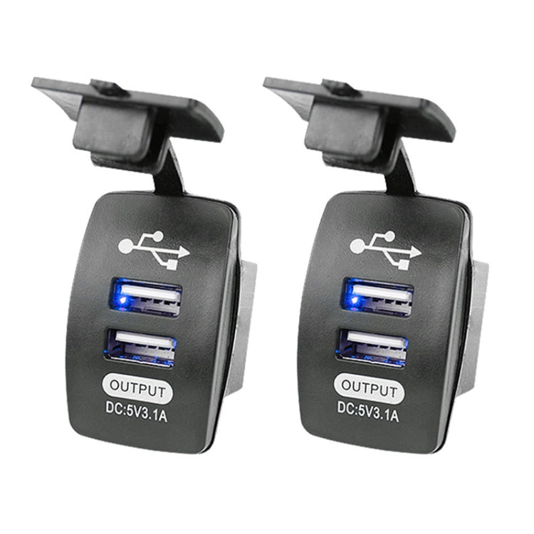 2 PCS Switch Type Dual USB 3.1A Car Charger 12-24V