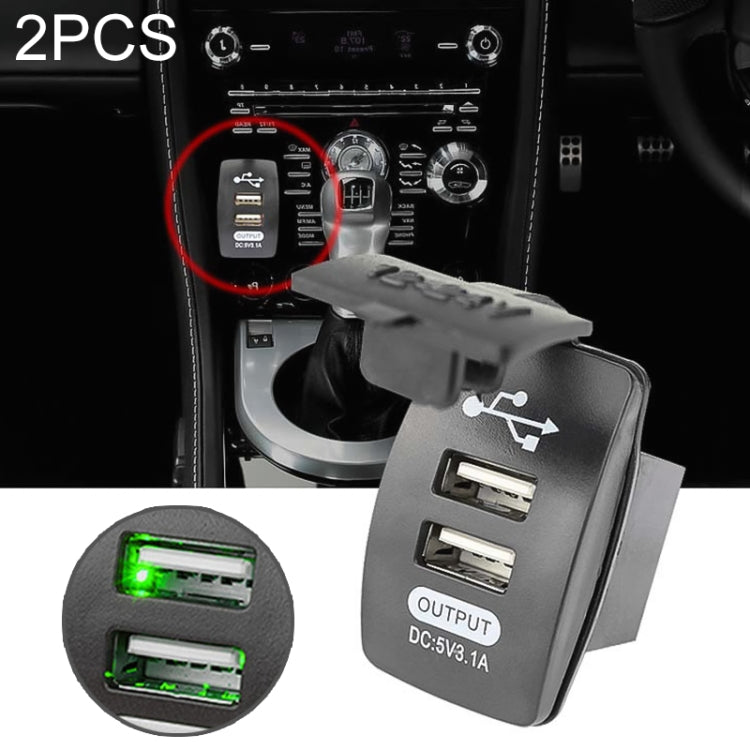 2 PCS Switch Type Dual USB 3.1A Car Charger 12-24V
