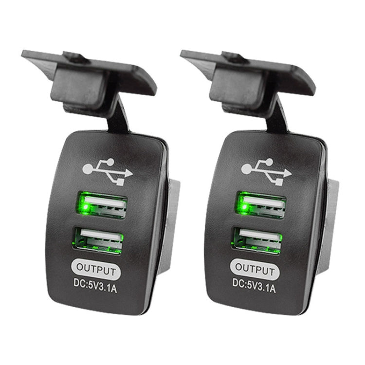 2 PCS Switch Type Dual USB 3.1A Car Charger 12-24V
