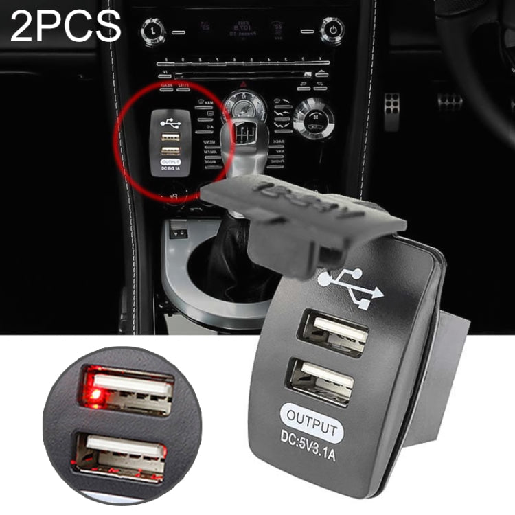 2 PCS Switch Type Dual USB 3.1A Car Charger 12-24V