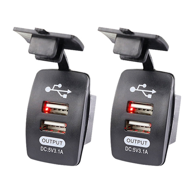 2 PCS Switch Type Dual USB 3.1A Car Charger 12-24V