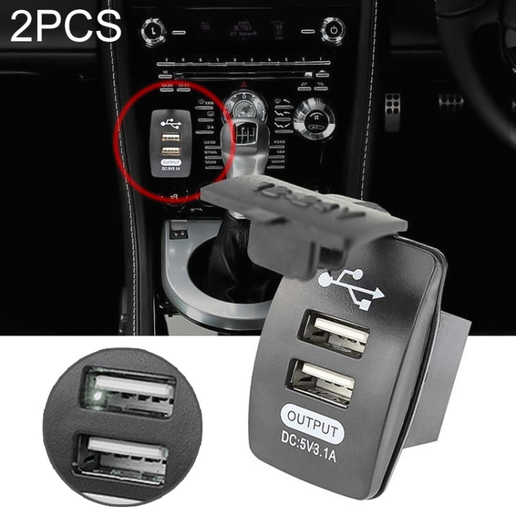 2 PCS Switch Type Dual USB 3.1A Car Charger 12-24V