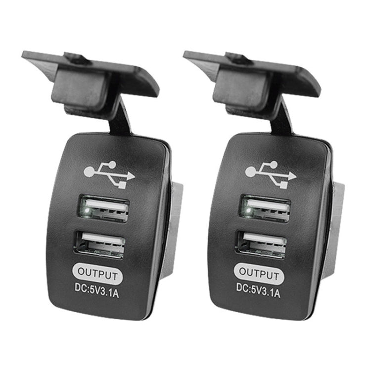 2 PCS Switch Type Dual USB 3.1A Car Charger 12-24V