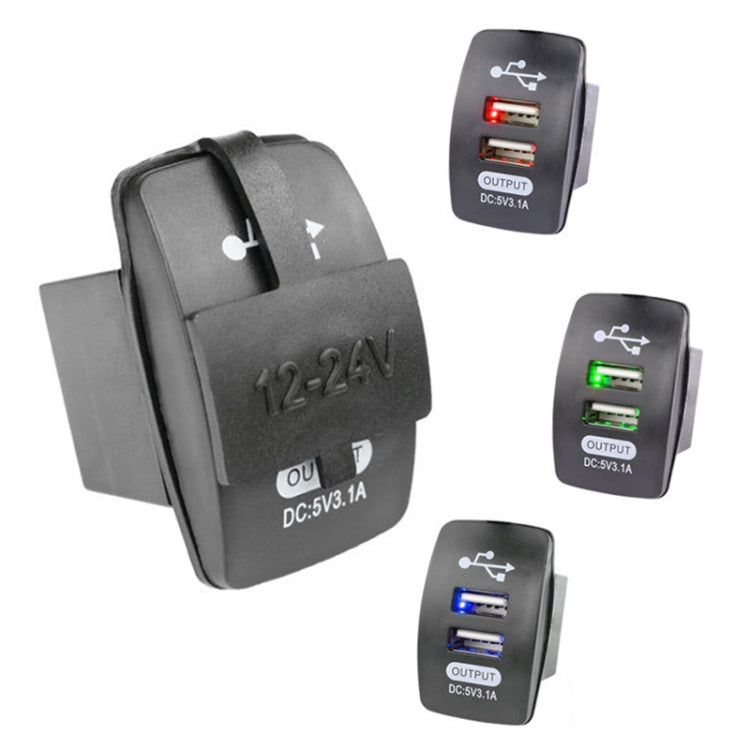 2 PCS Switch Type Dual USB 3.1A Car Charger 12-24V