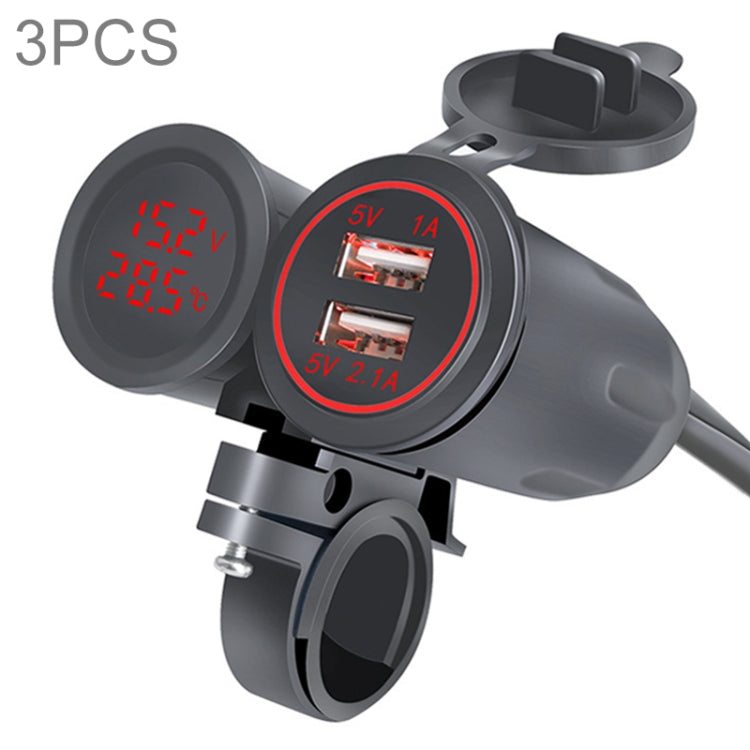 3 PCS Dual USB 3.1A Car Charger 9-30V with Temperature Voltage Holder