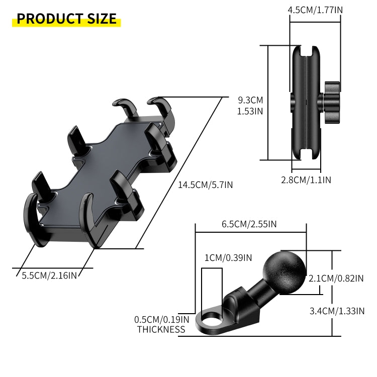 CS-1722A2 Motorcycle Rear Mirror Octopus Aluminum Alloy Phone Holder