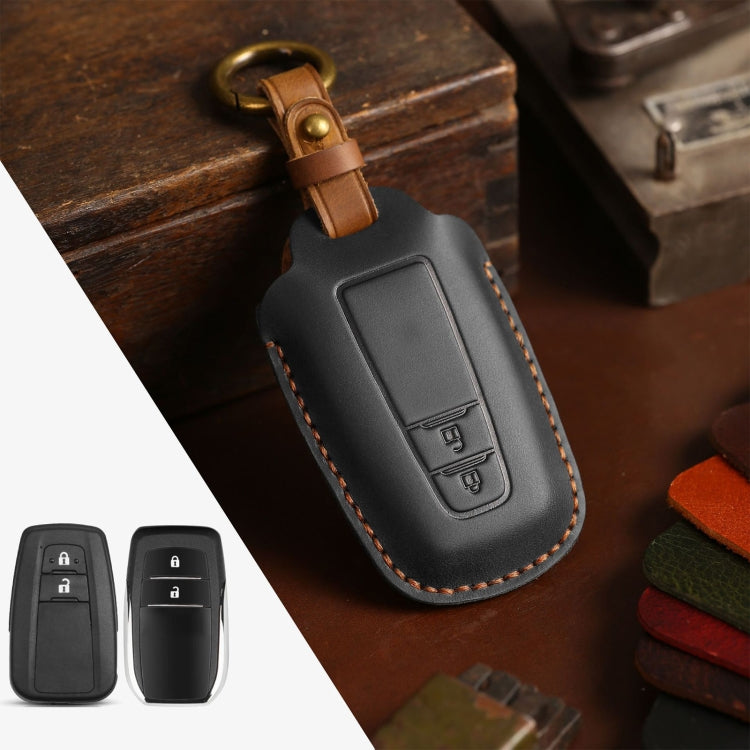 For Toyota Car Cowhide Leather Key Protective Cover Key Case, Two Keys Version