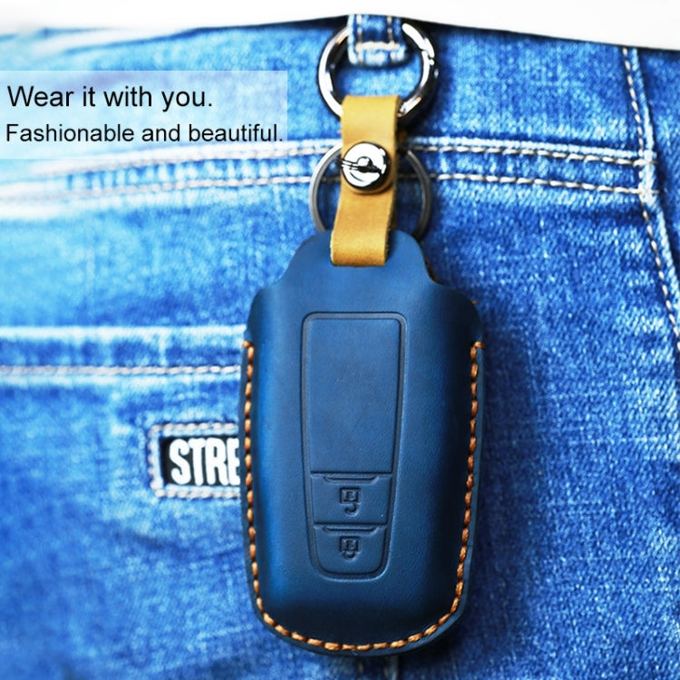 For Toyota Car Cowhide Leather Key Protective Cover Key Case, Two Keys Version
