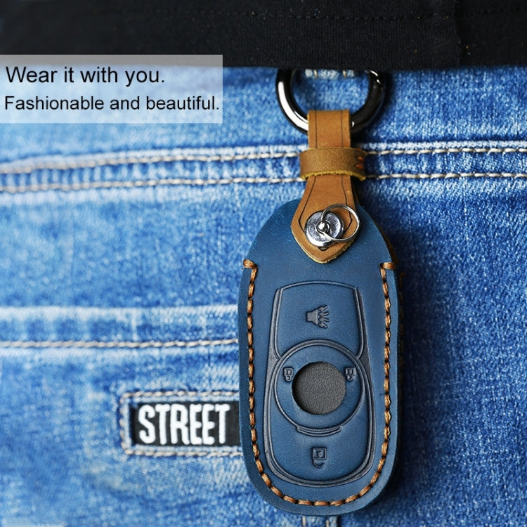 For Buick Car Cowhide Leather Key Protective Cover Key Case, Four Keys Version (Black)