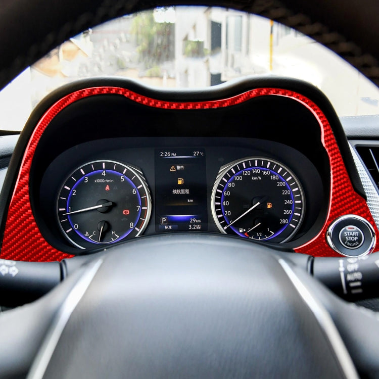 Car Carbon Fiber Dashboard Decorative Sticker for Infiniti Q50 2014-2020, Left Drive(Red)