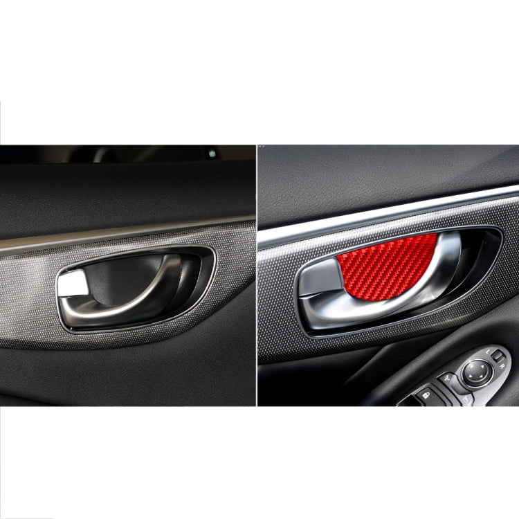 Car Carbon Fiber Inside Door Bowl Decorative Sticker for Infiniti Q50 2014-2020, Left and Right Drive(Red)