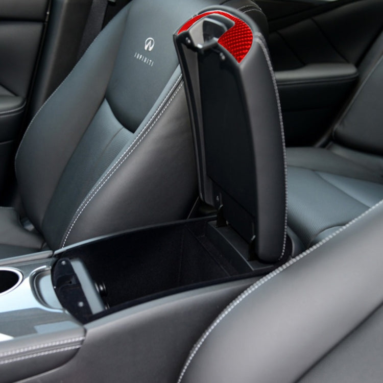 Car Carbon Fiber Armrest Box Decorative Sticker for Infiniti Q50 2014-2020, Left and Right Drive(Red)