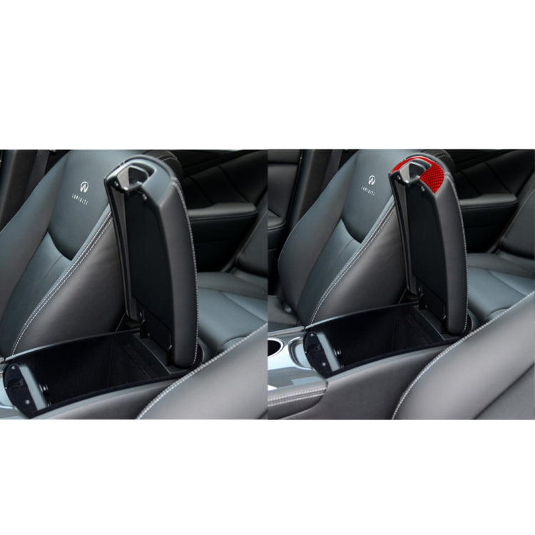 Car Carbon Fiber Armrest Box Decorative Sticker for Infiniti Q50 2014-2020, Left and Right Drive(Red)