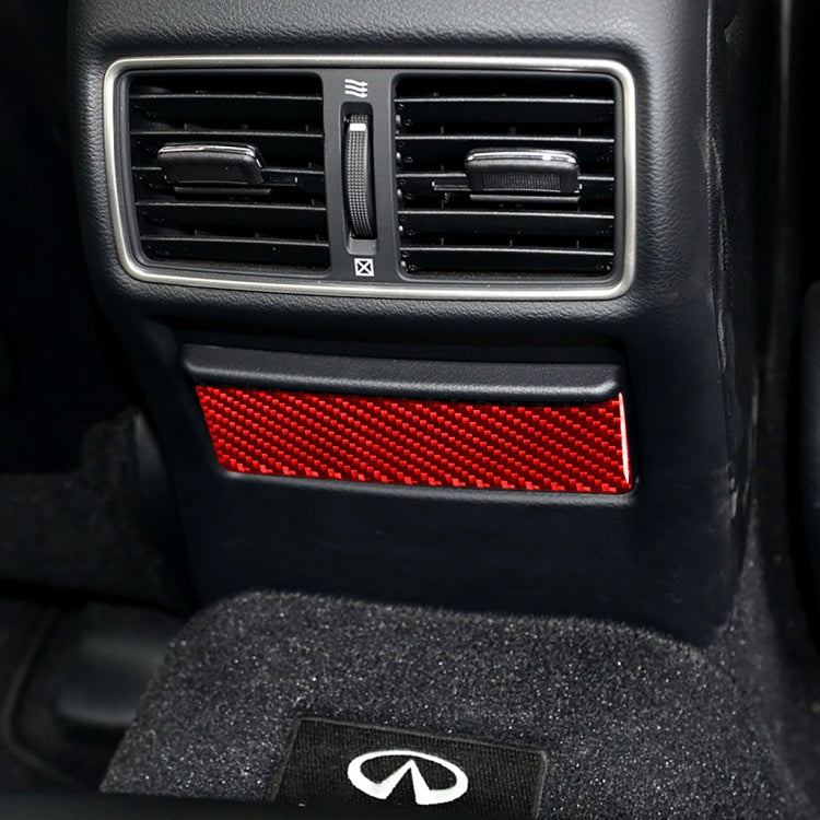 Car Carbon Fiber Rear Ashtray Panel Decorative Sticker for Infiniti Q50 2014-2020, Left and Right Drive(Red)