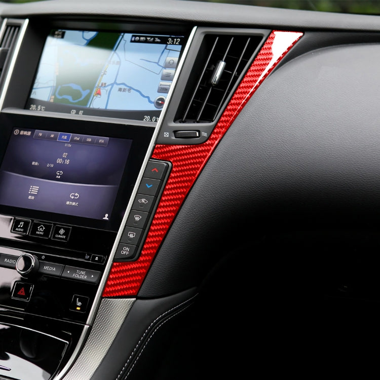 Car Carbon Fiber Central Control F Frame Decorative Sticker for Infiniti Q50 2014-2020, Left and Right Drive(Red)