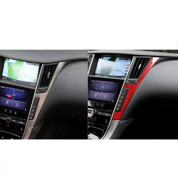 Car Carbon Fiber Central Control F Frame Decorative Sticker for Infiniti Q50 2014-2020, Left and Right Drive(Red)