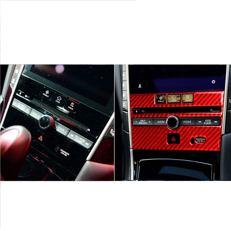 Car Carbon Fiber B Style CD Console Panel Decorative Sticker for Infiniti Q50 2014-2020, Right Drive(Red)