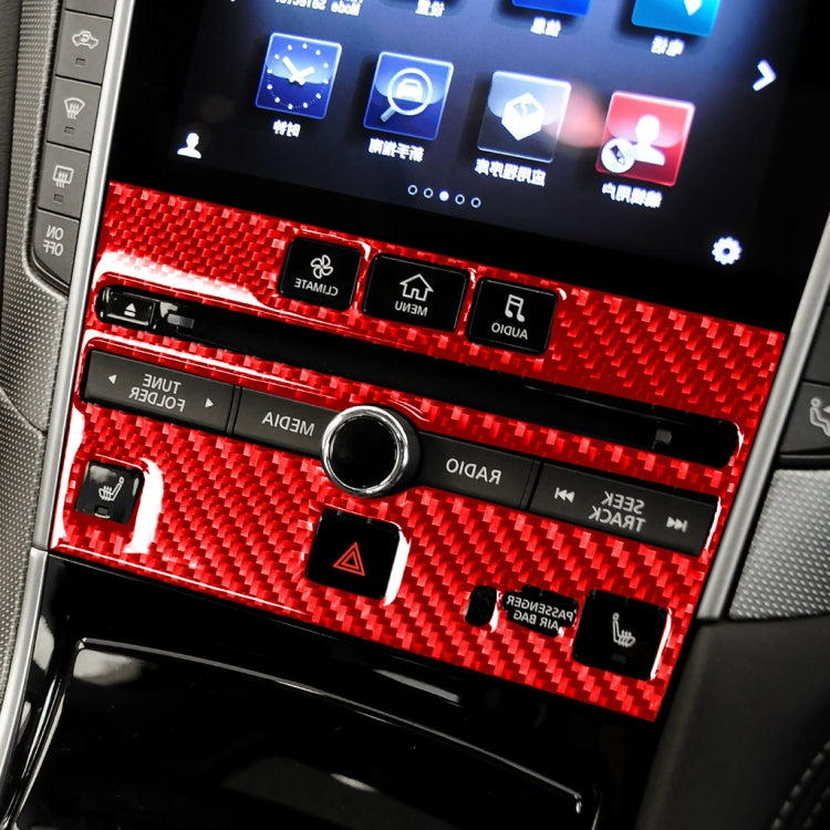 Car Carbon Fiber A Style CD Console Panel Decorative Sticker for Infiniti Q50 2014-2020, Right Drive(Red)