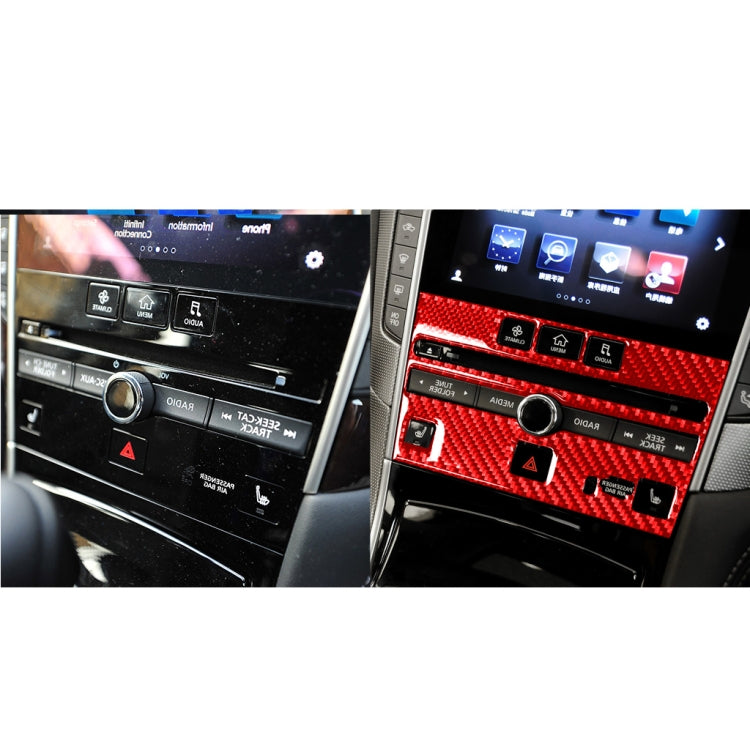 Car Carbon Fiber A Style CD Console Panel Decorative Sticker for Infiniti Q50 2014-2020, Right Drive(Red)
