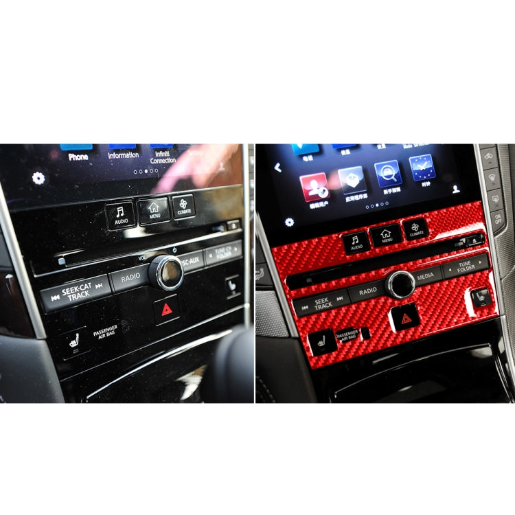 Car Carbon Fiber A Style CD Console Panel Decorative Sticker for Infiniti Q50 2014-2020, Left Drive(Red)