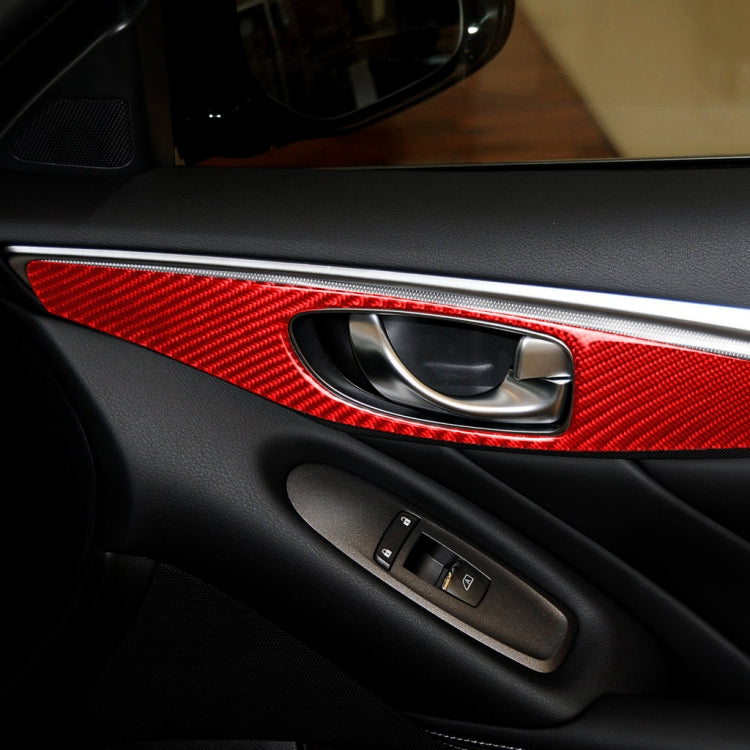 Car Carbon Fiber A Style Door Handle Panel Decorative Sticker for Infiniti Q50 2014-2020, Left and Right Drive(Red)
