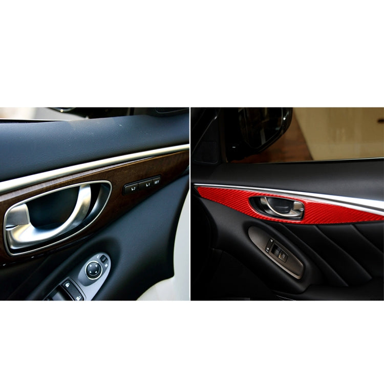 Car Carbon Fiber A Style Door Handle Panel Decorative Sticker for Infiniti Q50 2014-2020, Left and Right Drive(Red)