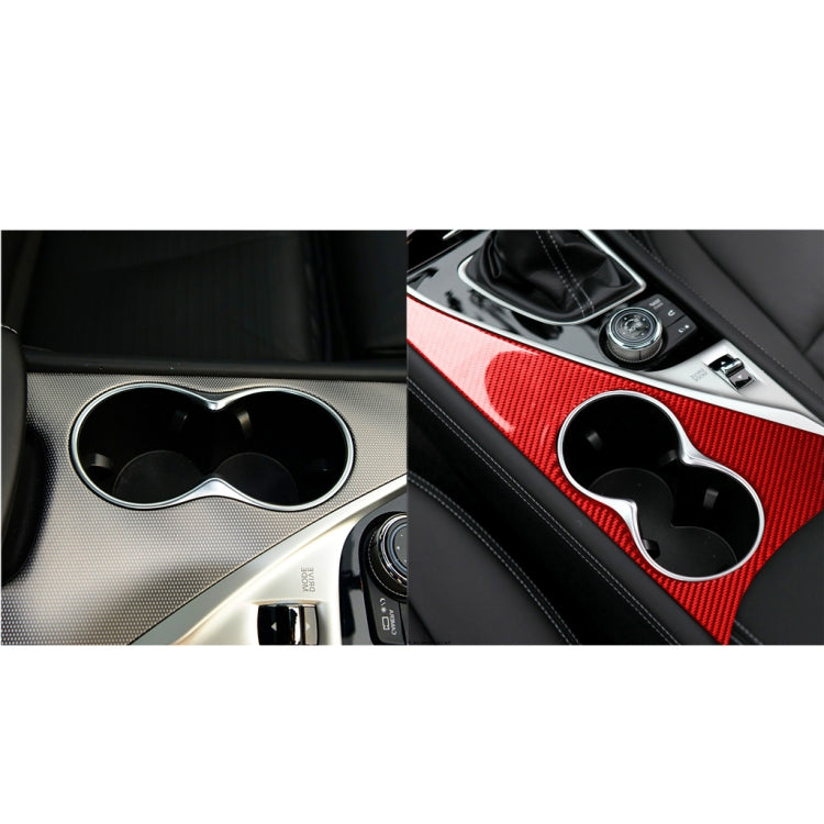 Car Carbon Fiber Water Cup Holder Panel Decorative Sticker for Infiniti Q50 2014-2020, Right Drive(Red)