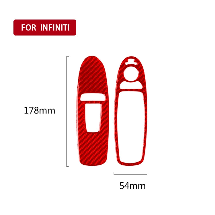 Car Carbon Fiber Window Glass Lift Panel Decorative Sticker for Infiniti Q60, Right Drive(Red)