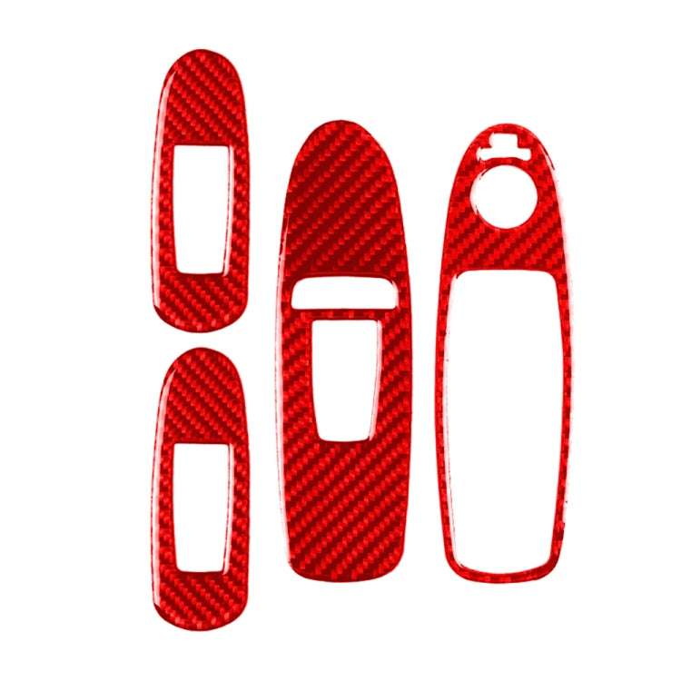 Car Carbon Fiber B Style Window Glass Lift Panel Decorative Sticker for Infiniti Q50 2014-2020, Right Drive(Red)