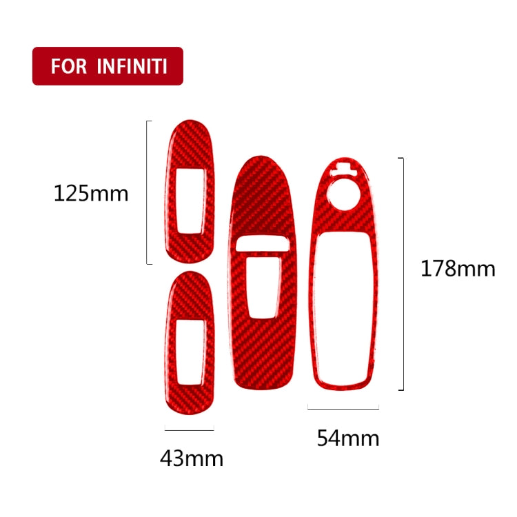 Car Carbon Fiber B Style Window Glass Lift Panel Decorative Sticker for Infiniti Q50 2014-2020, Right Drive(Red)