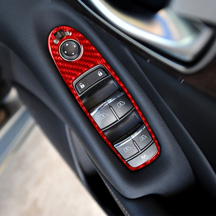 Car Carbon Fiber B Style Window Glass Lift Panel Decorative Sticker for Infiniti Q50 2014-2020, Right Drive(Red)