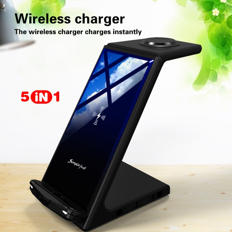 A10 10W 5 In 1 Multi-function Car Fast Charging Induction Wireless Charger(Black)
