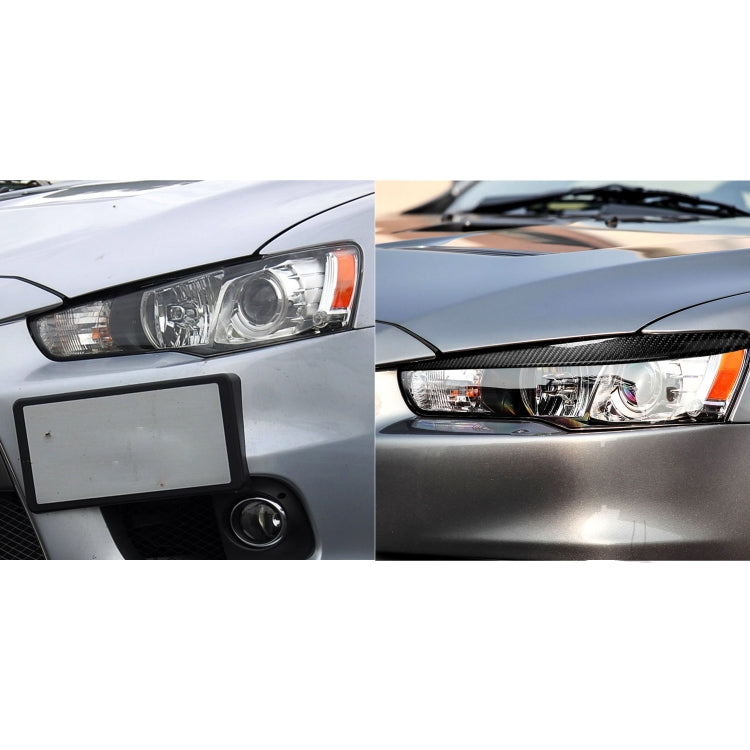 2 PCS / Set Carbon Fiber Car Lamp Eyebrow Decorative Sticker for Mitsubishi Lancer EVO 2008-2014, Drop Glue Version