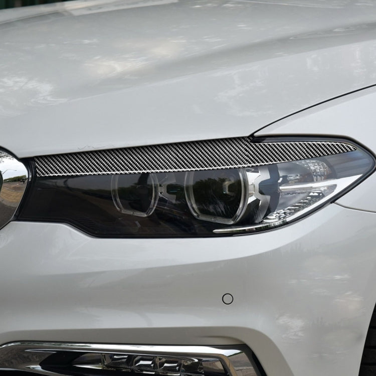 2 PCS / Set Carbon Fiber Car Lamp Eyebrow Decorative Sticker for BMW 5 Series G30 / G38 2018, Drop Glue Version