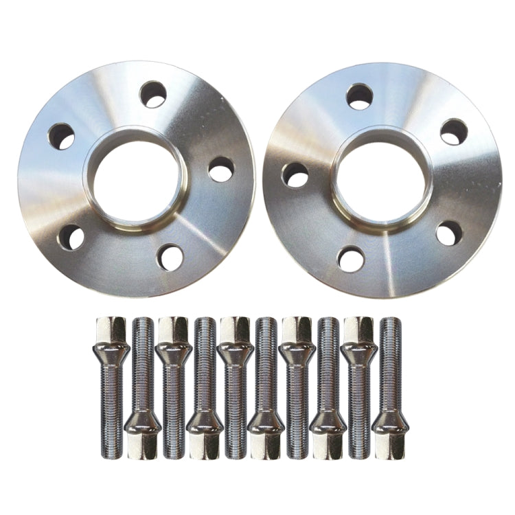 [US Warehouse] 2 PCS 15mm 5x100PCD 57.1CB 14x1.5 Thread Spacers with 10 PCS Tapered Bolts for Audi / VW / Skoda Seat