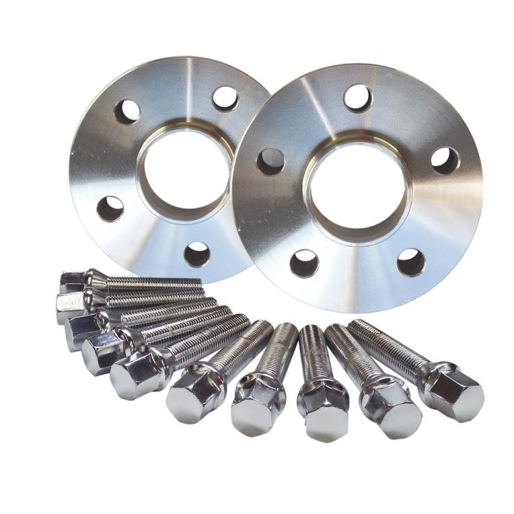 [US Warehouse] 2 PCS 15mm 5x100PCD 57.1CB 14x1.5 Thread Spacers with 10 PCS Tapered Bolts for Audi / VW / Skoda Seat