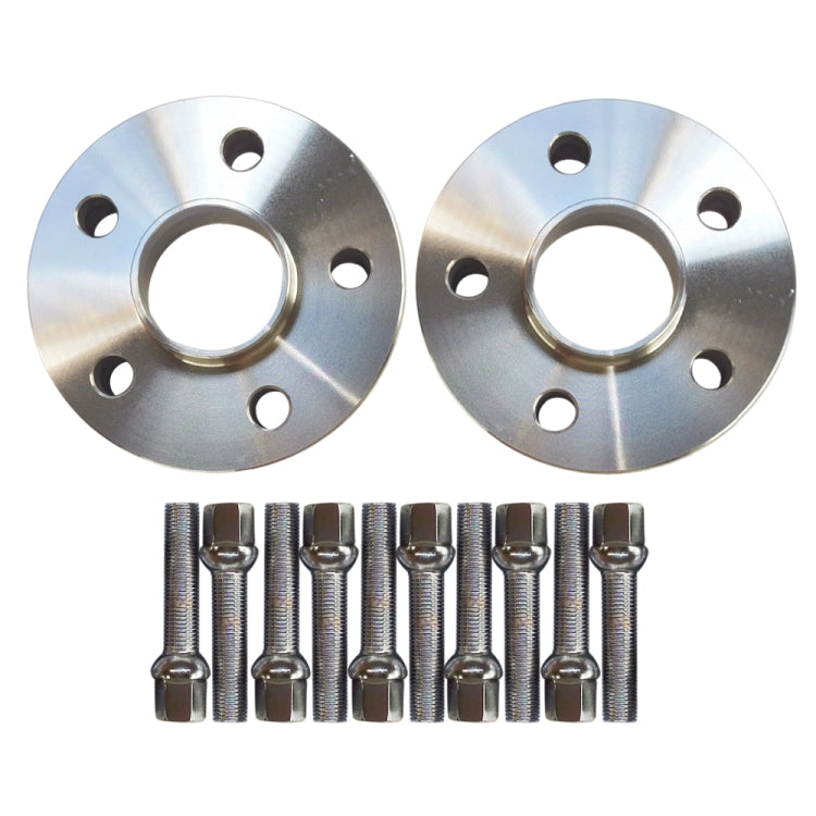 [US Warehouse] 2 PCS 25mm 5x100PCD 57.1CB 14x1.5 Thread Spacers with 10 PCS Radius Bolts for Audi / VW / Skoda Seat