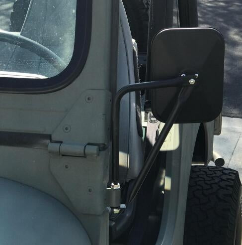 2 PCS Car Door Off Side View Mirror Rectangular Reversing Mirrors for Jeep Wrangler JL / JK 2007-2017